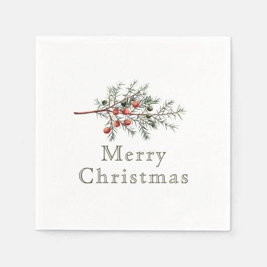 Vintager Botanischer Junior Weihnachtsgrün Serviette (Vorderseite)