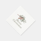 Vintager Botanischer Junior Weihnachtsgrün Serviette (Ecke)