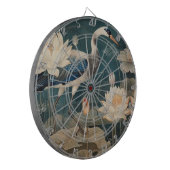 Vintager botanischer Kranich und Lotus Dartscheibe (Vorderseite Links)