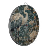 Vintager botanischer Kranich und Lotus Dartscheibe (Vorderseite Links)