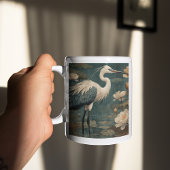 Vintager botanischer Kranich und Lotus Kaffeetasse