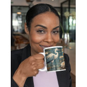 Vintager botanischer Kranich und Lotus Kaffeetasse