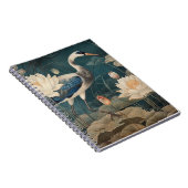 Vintager botanischer Kranich und Lotus Notizblock (Rechte Seite)