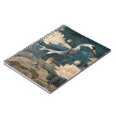 Vintager botanischer Kranich und Lotus Notizblock (Linke Seite)