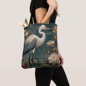 Vintager botanischer Kranich und Lotus Tasche (Von Nahem)