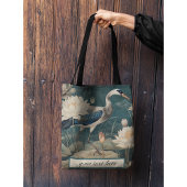 Vintager botanischer Kranich und Lotus Tasche