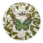Vintager Botanischer Kunstschmetterling Keramikknauf (Vorderseite)