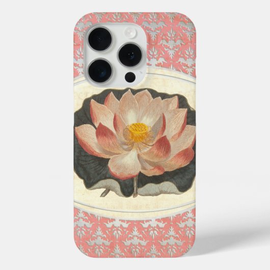 Vintager Botanischer Lotus Blossom Case-Mate iPhone Hülle (Rückseite)