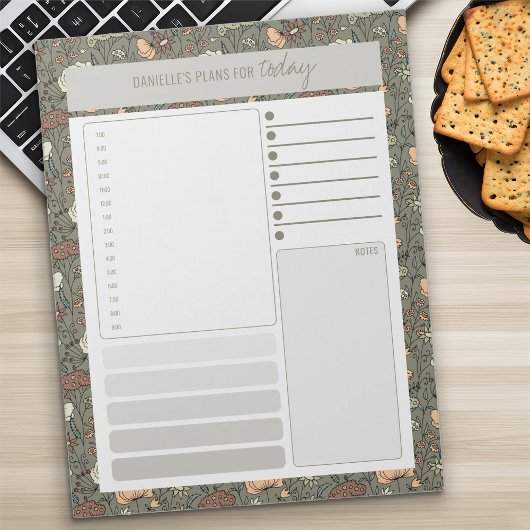 Vintager Botanischer Olivenplaner Notizblock