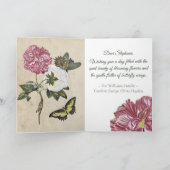 Vintager Botanischer Rose Schmetterling Geburtstag Karte (Innenseite)