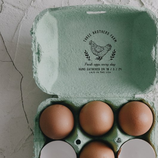 Vintager botanischer Rustikaler Eierkarton Permastempel