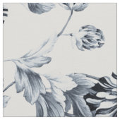 Vintager Botanischer Silbergrauer Blumenstrauß Stoff (Nahaufnahme)