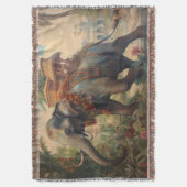 Vintager botanischer Szene-Elefant mit Hewdah Decke (Vorderseite Vertikal)