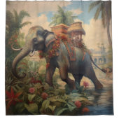 Vintager botanischer Szene-Elefant mit Hewdah Duschvorhang (Vorderseite)