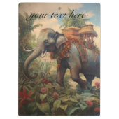 Vintager botanischer Szene-Elefant mit Hewdah Klemmbrett (Rückseite)