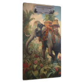 Vintager botanischer Szene-Elefant mit Hewdah Klemmbrett (Rechts)