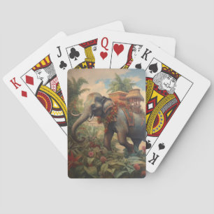 Vintager botanischer Szene-Elefant mit Hewdah Spielkarten