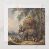 Vintager botanischer Szene-Elefant mit Howdai Einladung (Vorderseite)
