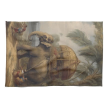 Vintager botanischer Szene-Elefant mit Howdai