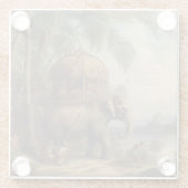 Vintager botanischer Szene-Elefant mit Howdai Glasuntersetzer (Rückseite)