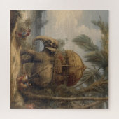 Vintager botanischer Szene-Elefant mit Howdai Puzzle (Horizontal)