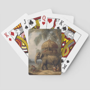 Vintager botanischer Szene-Elefant mit Howdai Spielkarten