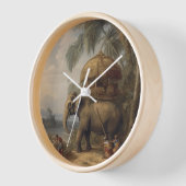 Vintager botanischer Szene-Elefant mit Howdai Uhr (Winkel)