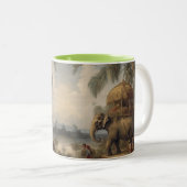 Vintager botanischer Szene-Elefant mit Howdai Zweifarbige Tasse (VorderseiteRechts)