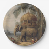 Vintager botanischer Szenelefant anpassbar Pappteller (Vorderseite)