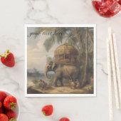 Vintager botanischer Szenelefant anpassbar Serviette (Beispiel)