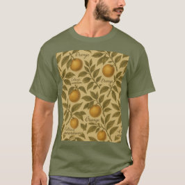 Vintager botanischer Zitrus Orange mit Skript T-Shirt