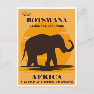 Vintager Botsuana-Afrika-Nationalpark Elephant Postkarte