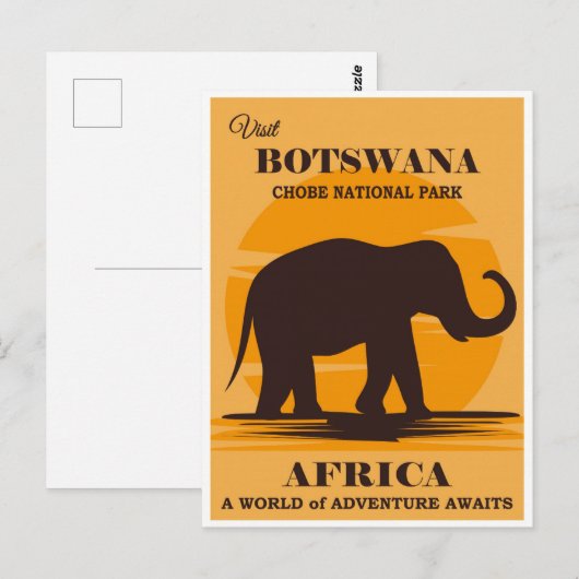 Vintager Botsuana-Afrika-Nationalpark Elephant Postkarte (Vorne/Hinten)