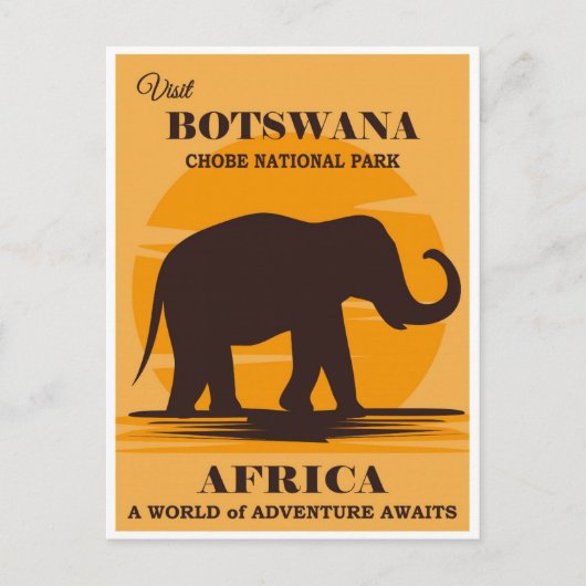 Vintager Botsuana-Afrika-Nationalpark Elephant Postkarte (Vorderseite)