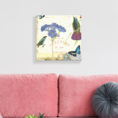 Vintager Bouquet aus Blume, Vögeln und Schmetterli Leinwanddruck (Insitu (Wohnzimmer))