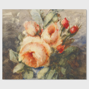 Vintager Bouquet aus Rose in einer Vase Geschenkpapier