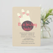 Vintager Bowling Party Bash Geburtstagspartei Einladung (Stehend Vorderseite)