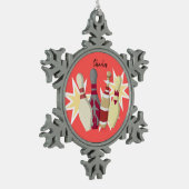 Vintager Bowling Schneeflocken Zinn-Ornament (Links)