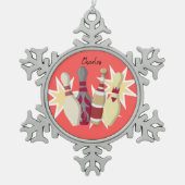 Vintager Bowling Schneeflocken Zinn-Ornament (Vorderseite)
