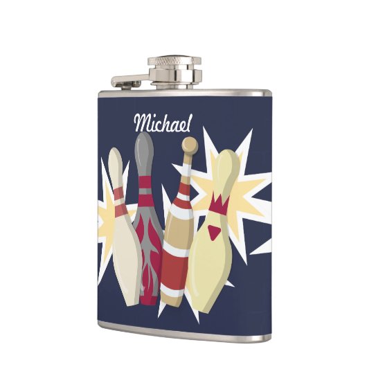 Vintager Bowling Themed Flachmann (Links)