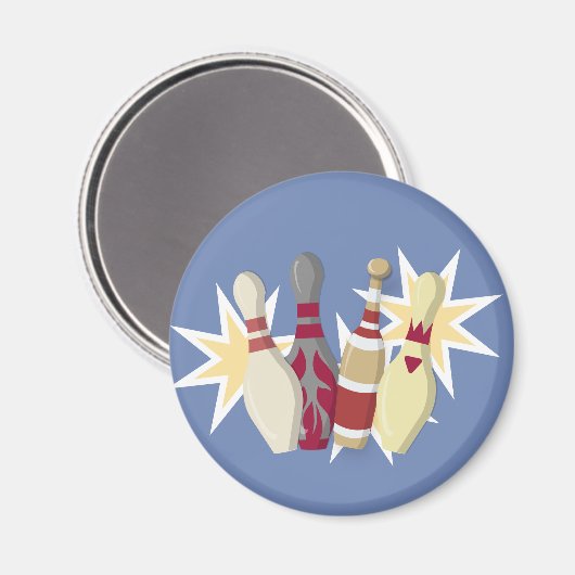 Vintager Bowling Themed Magnet (Vorderseite/Rückseite)