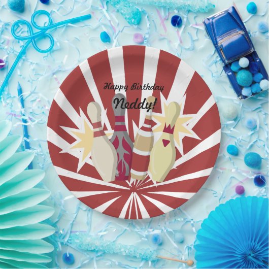 Vintager Bowling Themed Pappteller (Party)