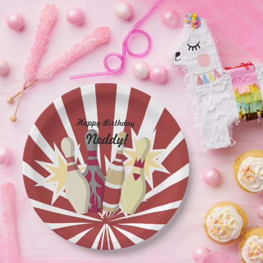 Vintager Bowling Themed Pappteller (Party)