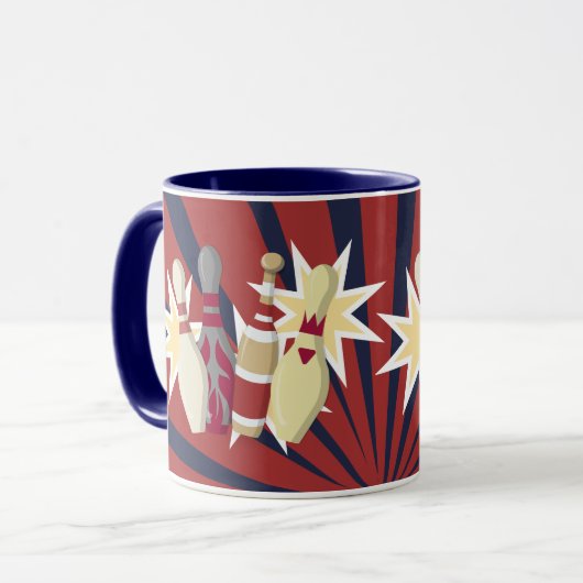 Vintager Bowling Themed Tasse (Vorderseite Links)