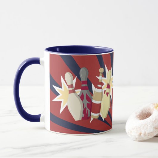 Vintager Bowling Themed Tasse (Mit Donut)