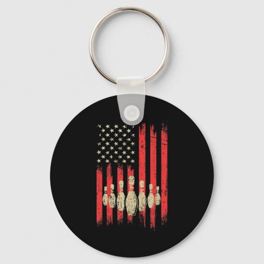 Vintager Bowling USA Flag Bowling Schlüsselanhänger (Vorderseite)