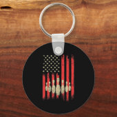 Vintager Bowling USA Flag Bowling Schlüsselanhänger (Vorderseite)