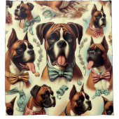 Vintager Boxer Hund nahtlos Duschvorhang (Vorderseite)
