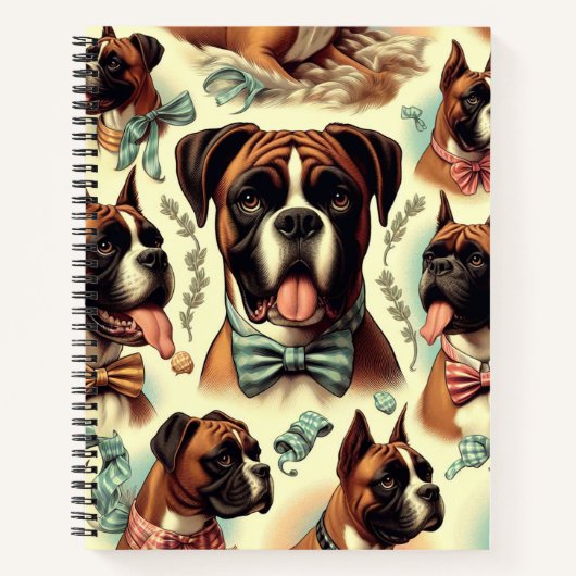 Vintager Boxer Hund nahtlos Notizblock (Vorderseite)