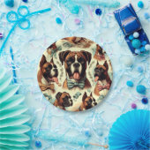 Vintager Boxer Hund nahtlos Pappteller (Party)